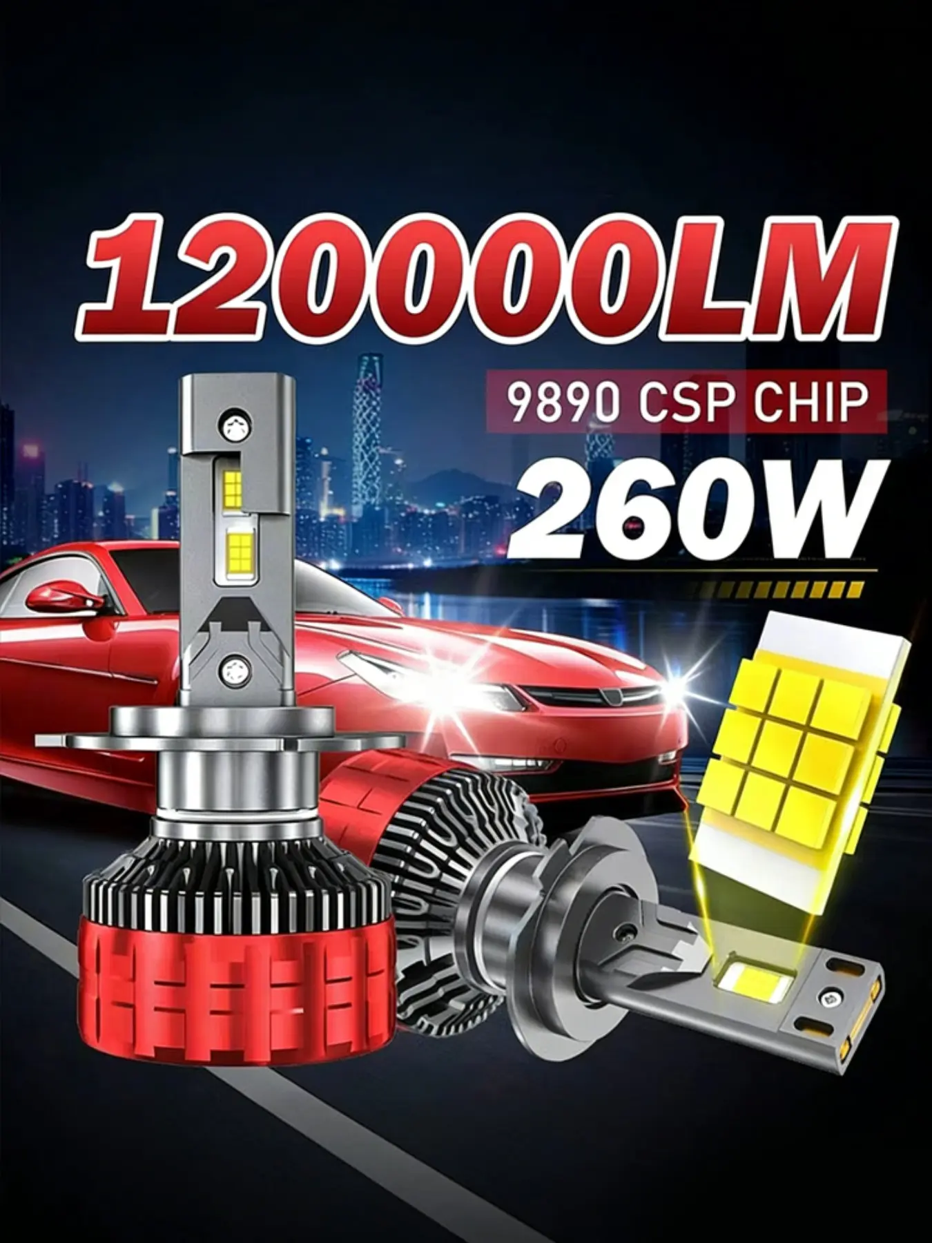2pcs High Power LED Car Lights, H7/h4/h11/9005/hb3/hb4/hb5/h13/turbo Bulbs, Canbus Compatible, 6000k Light, 12V Automotive Lighting, Led Headlights Bulbs, Led Headlamps Bulbs, Led Lights For Car