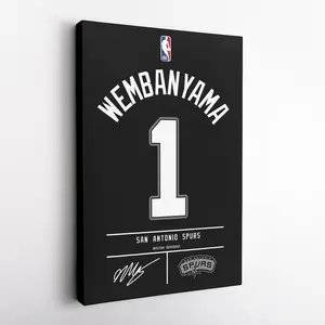 Victor Wembanyama Jersey Art San Antonio Spurs NBA Wall Art Home Decor Hand Made Poster