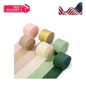 Wedding Party Decorations, 6 Rolls Sage Green Crepe Paper Streamers or Green Boho Wedding