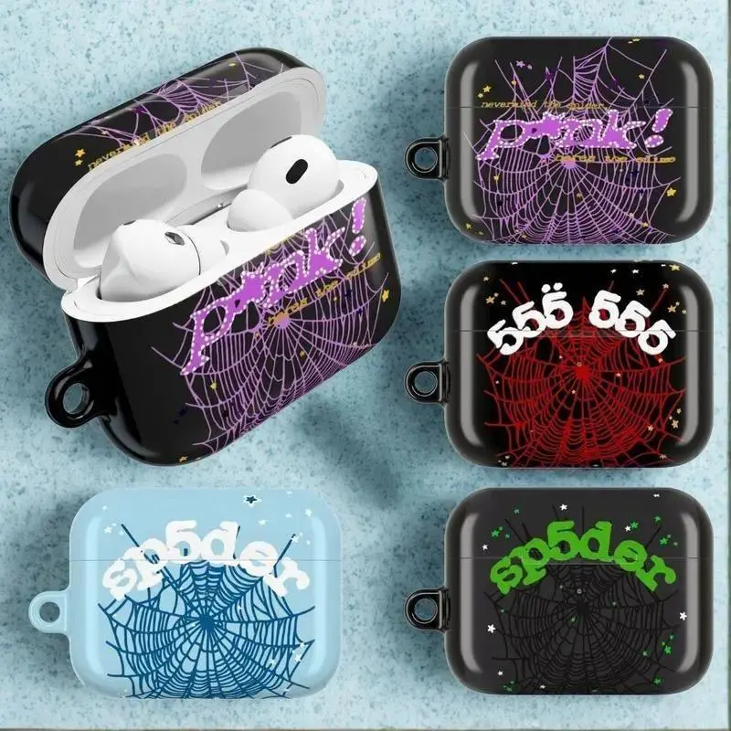 New Sp5der Web Aesthetic AirPods Case - High-Quality Printing, Wireless, Durable Polycarbonate Cover, Shockproof Protection, Secure & Portable, PVC-Free for AirPods 1/2/3/4 & Pro (Supports Charging)