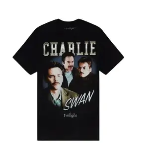 Twilight Saga Charlie Swan Collage Boyfriend T-Shirtat Hot Topic Tshirt Shortsleeve Sleeve Womenswear Fitted