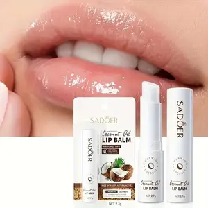 [SADOER] Coconut Oil Lip Balm 2-Pack, Deeply Hydrating, Soothing, Moisturizing Lip Care for Dry, Chapped Lips, Long-Lasting All-Season Protection, Infused with Cocoa Butter & Phytosqualane, Daily Lip Moisturizer for Men & Women, 2.7g Per Tube