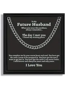 To My Future Husband Hip-Hop Cuban Chain Necklace | With Message Card & Gift Box | Perfect Valentine's Day/Christmas/Birthday/Party/Anniversary Gift