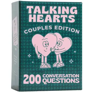 Talking Hearts Conversation Cards for Couples, 200 Questions & 2 Wild Cards, Perfect for Date Nights & Travel Adventures, Conversation Card Game