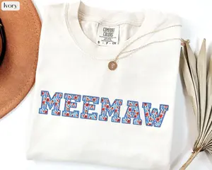 Comfort Colors® Floral Meemaw Shirt, Meemaw T-Shirt, Floral Meemaw, New Mimi Gift, Pregnancy Reveal, Mimi Granny Grammy Coastal Grandma
