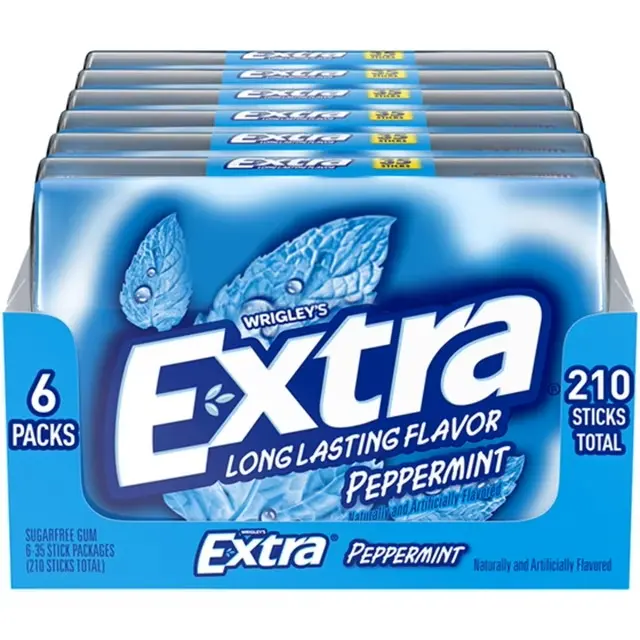 Extra Peppermint Flavor Sugar Free Chewing Gum Bulk Gum Packs - 2-Pack, 35 Count Each, Low Calorie Snacks, Fresh Breath Shareable Snack