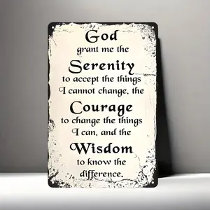8x12 Inch Vintage Black Tinplate Serenity Prayer Metal Wall Art - Inspirational Decor, Waterproof & Weatherproof, Easy to Hang for Home, Office, Bar, Cave - Durable Gift Idea