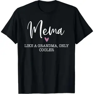 Summer Short Sleeves Mema Like A Grandma Only Cooler Heart Mother's Day Mema T-Shirt
