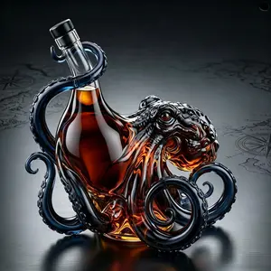 Octopus Whiskey Decanter,Kraken Collectible High Borosilicate Glass Bottle, Unique Gift for Whiskey Lovers, Elegant Liquor Container B