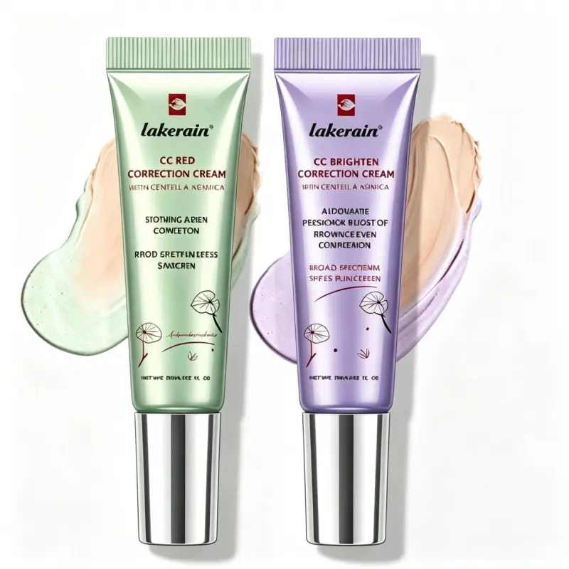 Centella Asiatica CC Color Correction Cream SPF25, Lightweight Skin Tone Adjusting Primer, Green Neutralize Redness Purple Brighten Dull Sallow Skin, Multi Functional Daily Makeup Base Sunscreen CC Cream