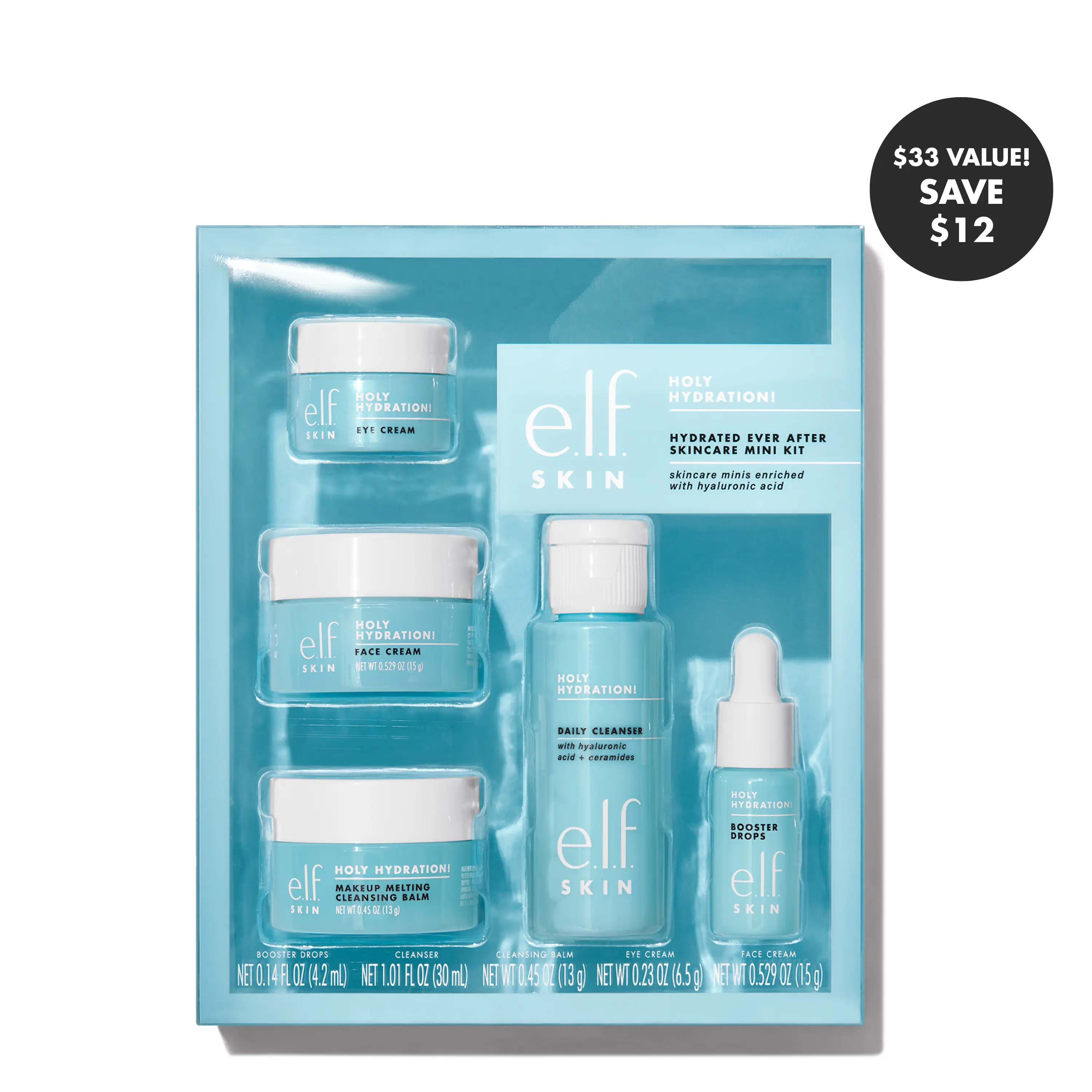 e.l.f. Holy Hydration! 5 Piece Travel Size Skincare Set w/ Hyaluronic Acid, Peptides, & Ceramides, Complete Skincare Routine e.l.f. Holy Hydration! 5 Piece Travel Size Skincare Set w/ Hyaluronic Acid, Peptides, & Ceramides, Complete Skincare Routine