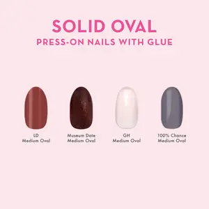 Solid Oval Press-On Nails with Glue