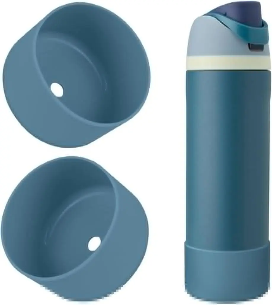 Silicone Water Bottle Boot 2-Pack for Owala 24oz FreeSip, Twist & Flip Bottles, Denim Anti-Scratch & Anti-Dent Bottom Protector, Reduces Noise for Gym, Office & Outdoors, Durable, No-Noise, Optimal Protection, Owalaa-Lover, Bpa Free, Seamless Fit, Simple,