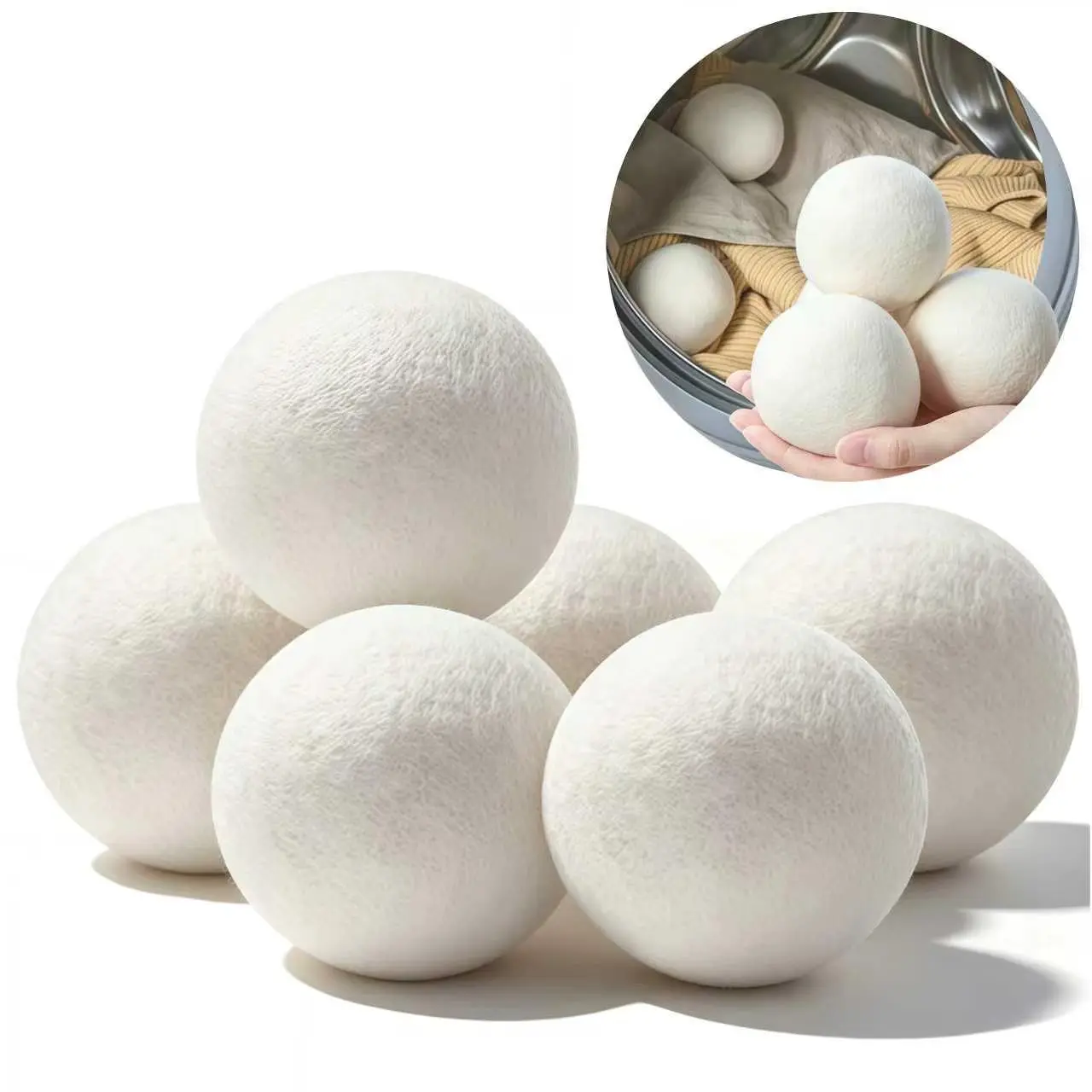 LMMAKE 6PCS Pure Wool Dryer Balls - 100% Handmade New Zealand Aid, Natural Fabric Softener, Eco-Friendly, Hypoallergenic, Wrinkle Reducer, Time-Saver, Chemical-Free for Sensitive Skin, Wool Balls For Dryer