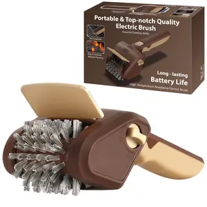 LRLY Electric BBQ Grill Brush, Cordless Rechargeable, Premium Stainless Steel Bristles, Barbecue Utensils, Removes Rust & Grill Grease, 2 Replacement Cleaning Brushes, Deep Cleaning Barbecue Accessory for All Grill Types & Grates