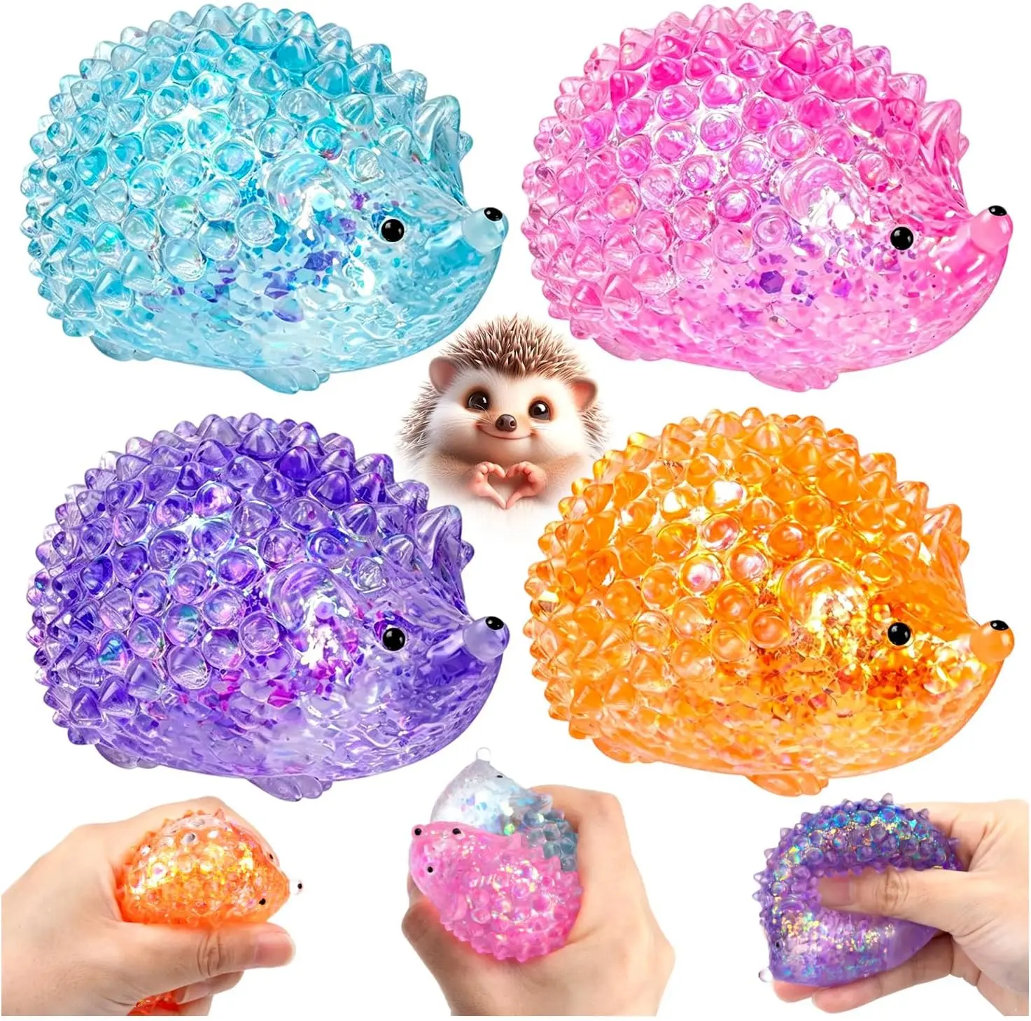 4 Pack Cute Hedgehog MaltoseSquishy Kneading Toys, Silky Soft MaltoseTexture Fidget Toy, Stress & Anxiety ReliefSensory Toy for Adults & Kids, PortableClassroom Office Desk Decompression Gift