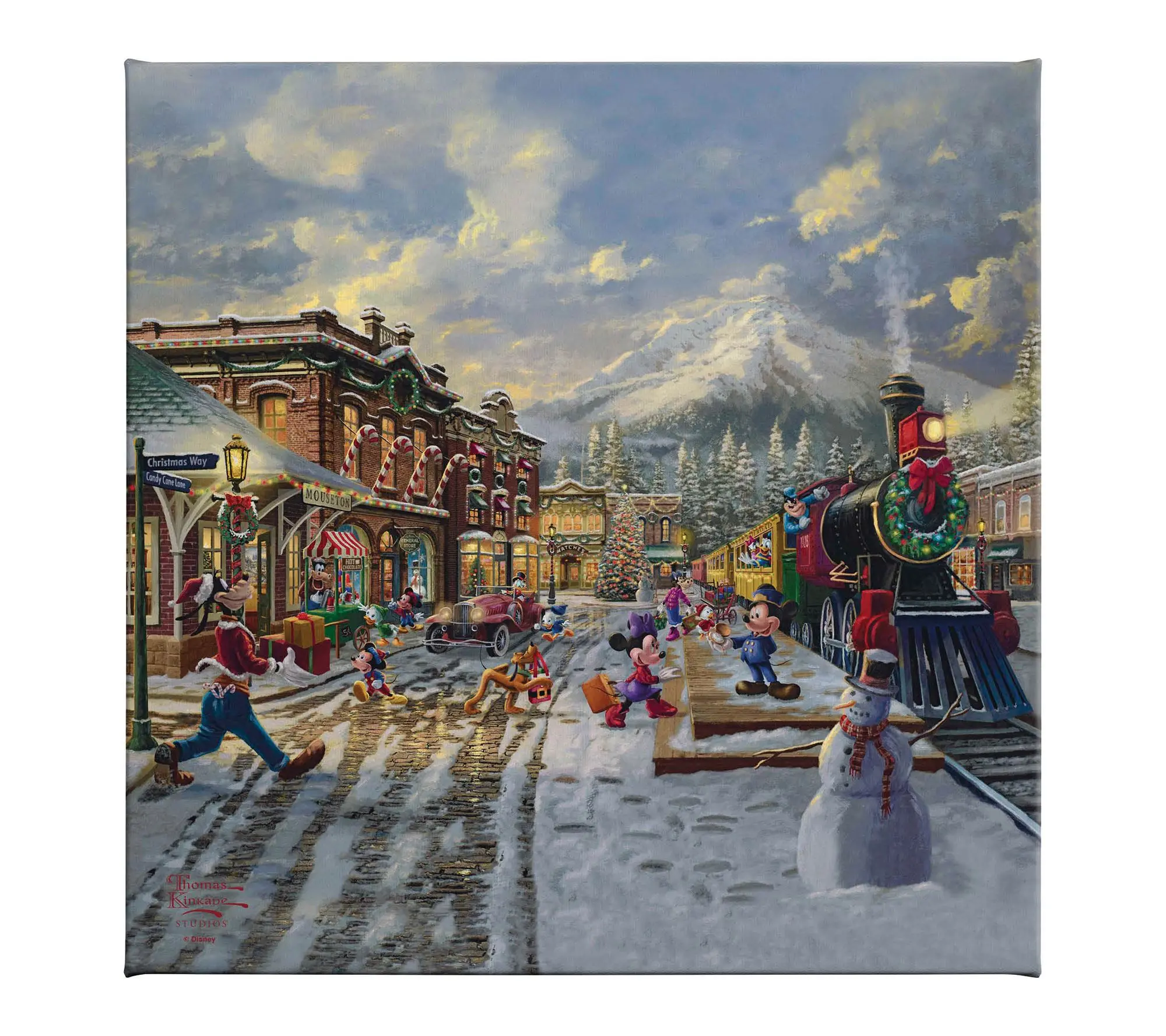 Thomas Kinkade Mickey & Minnie Candy Cane 14x14Gallery Wrap