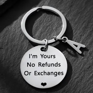 Stainless Steel I'm Yours No Refundds Keychain, Anniversary Birthday Gift for Boyfriend Husband Men, Valentine's Day Couple Gift, Christmas Wedding Jewelry with Slogan,