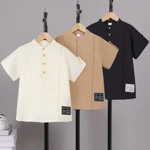 Tween Boys 3 Packs Casual Basic Half Open Collar Button Short Sleeve Shirts, Sizes 7-15Yrs，Ready Stock 42410032 Baggy Junior