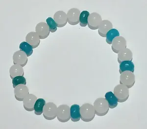 Bella Maria Be a Better Me Bracelet Handmade with White Jade & Blue Aventurine for Inner Peace Mental Clarity & Harmonious Relationships 8 Inches