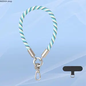 Trendy Braided Paracord Keychain - Viral Blue White Checkered Pattern Wrist Strap with Strong Silver Metal Carabiner & T-Bar Clip, Lightweight Durable Comfortable Adjustable Design, Perfect for Keys Phone Bag Purse Wallet Charm, Daily Carry Travel School