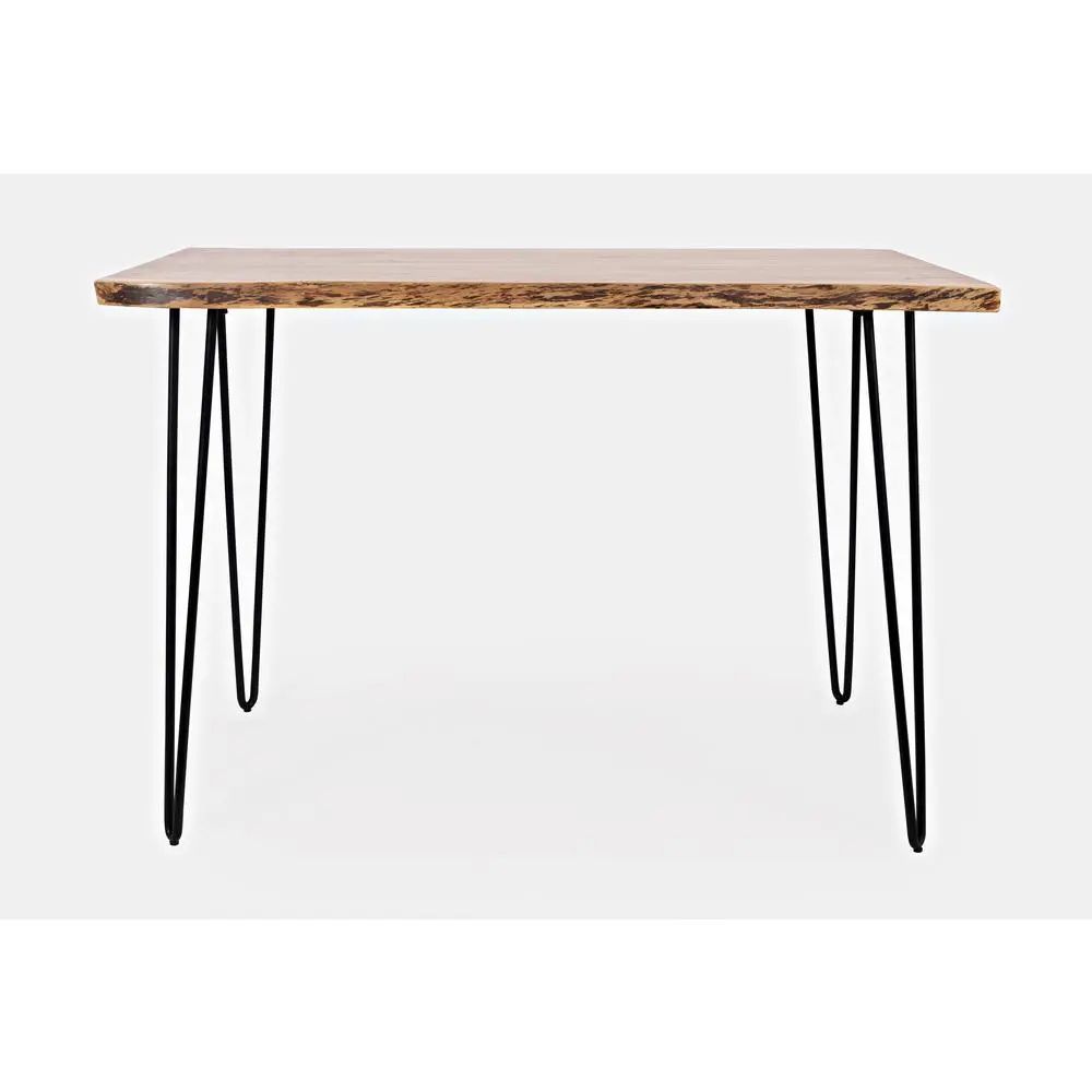 Indoor Brown Acacia Wood Counter-Height Dining Table - Natural Grain Solid Top, Rustic Charm, Striking Centerpiece for Kitchen Casual Meals, Family Gatherings