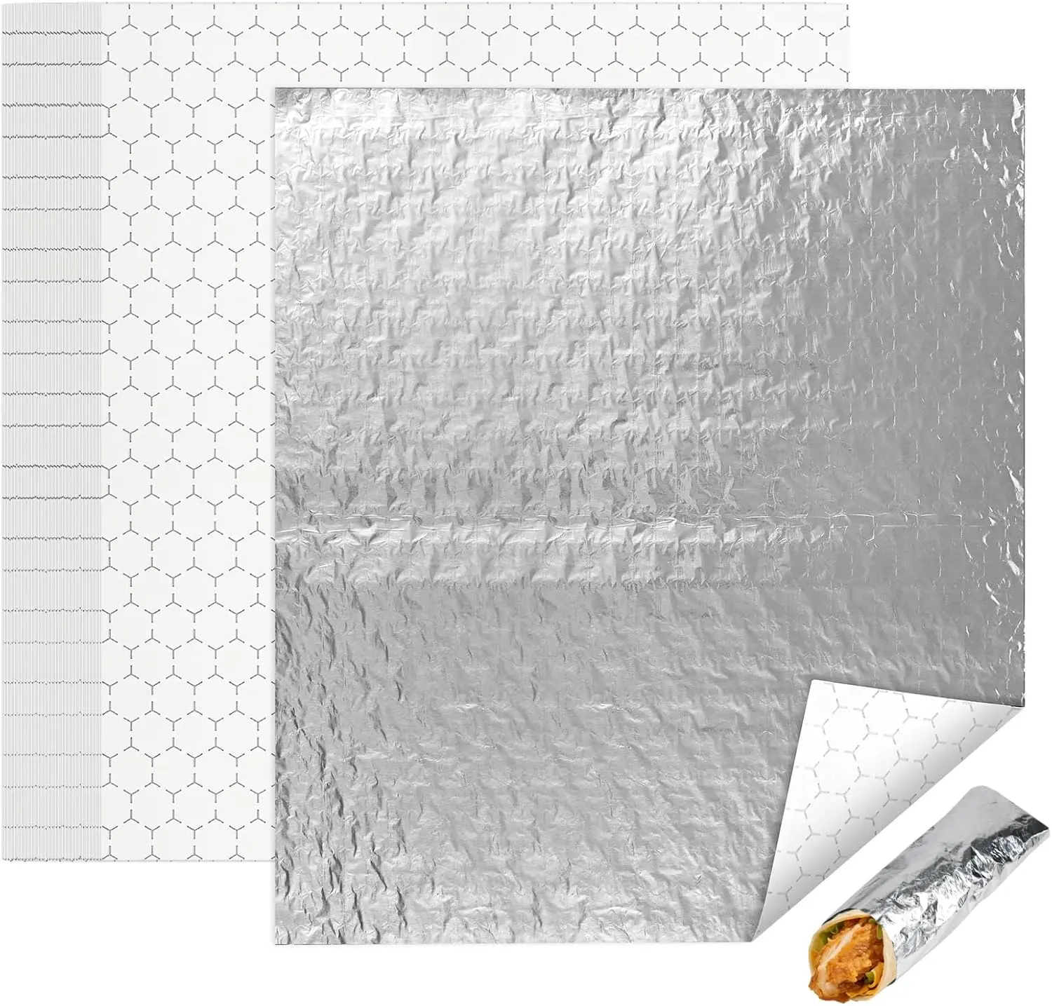 EcoDispose Durable Disposable Thick Aluminium Pre-Cut Insulated Foil Sandwich Wrap Sheets, Grease-Resistant, Heat-Resistant for Home & Small Business Hot Food (14" x 16", 100 PCS)