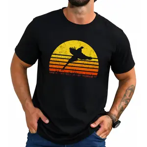 100% cotton Unisex Pheasant Hunting South Dakota Upland Bird Game Hunter Retro T-Shirt