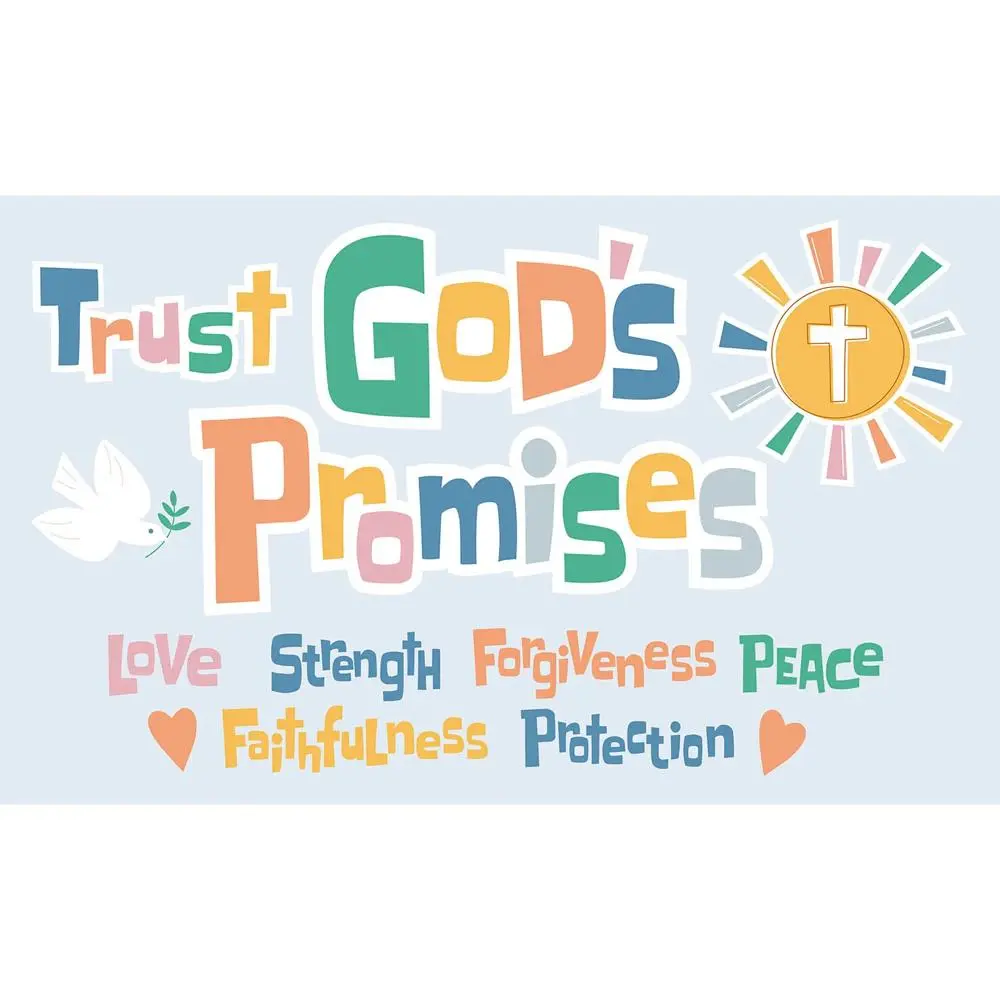 Religious Trust God's Promises Polyester Backdrop, 5 ft. x 3 ft.