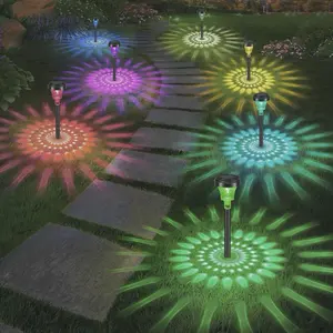 Solar Smart Outdoor Courtyard Light, Waterproof Villa Garden Ambient Decoration Ground Plug Lamp, Yard Layout Lawn Lamp, Upgraded Version Light, Holiday Outdoor Decorative Lights(RGB+Warm light)