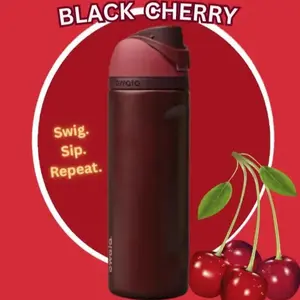 New Owala Black Cherry 32oz FreeSip Insulated Stainless Steel Water Bottle with Straw 24-hour insulation for Travel Sports Hydration