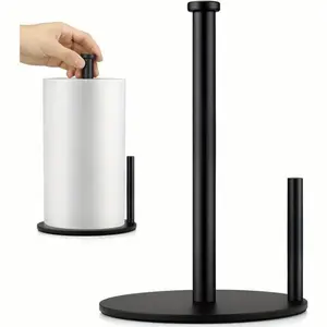 Tissue holder countertop, vertical paper roll holder with anti slip weighted base, stainless steel independent tissue holder, Toilet paper holder