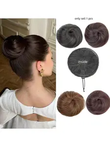 Artificial Hair Bun Donut Style Hair Tie, Hair Bun Maker, Adjustable Drawstring Hair Accessory, Perfect for Women and Girls, Halloween and Christmas