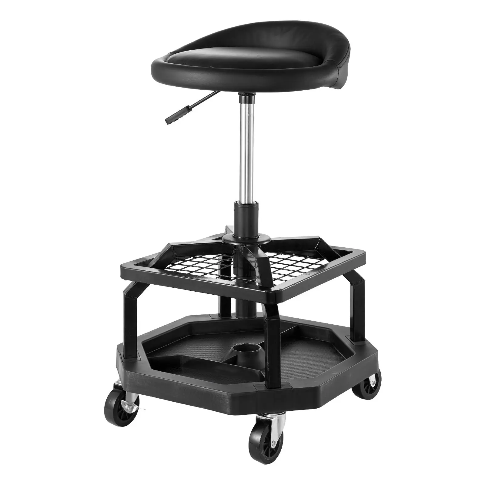 【Summerfinds】VEVOR Rolling Shop Stool,Pneumatic Garage Seat/Work Stool with 300 lbs CapacityAdjustable Height Roller Creeper Seat360° Swivel Padded Workshop Stool with Castersfor GarageShop & Auto Repair