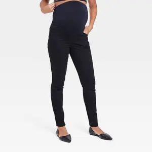 Isabel Maternity by Ingrid & High Rise Fit Ankle Pants Power Stretch, Black, 4