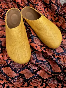 Yellow Snakeskin Mules (Footwear)