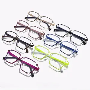Women's Fashion Frames - Trendy Casual Oversized Cat Eye Rimless Metal Frames with Blue Light Blocking Polycarbonate Hollow Cut Rectangle Lenses, Unisex Eyewear for Office & PC Screen Use