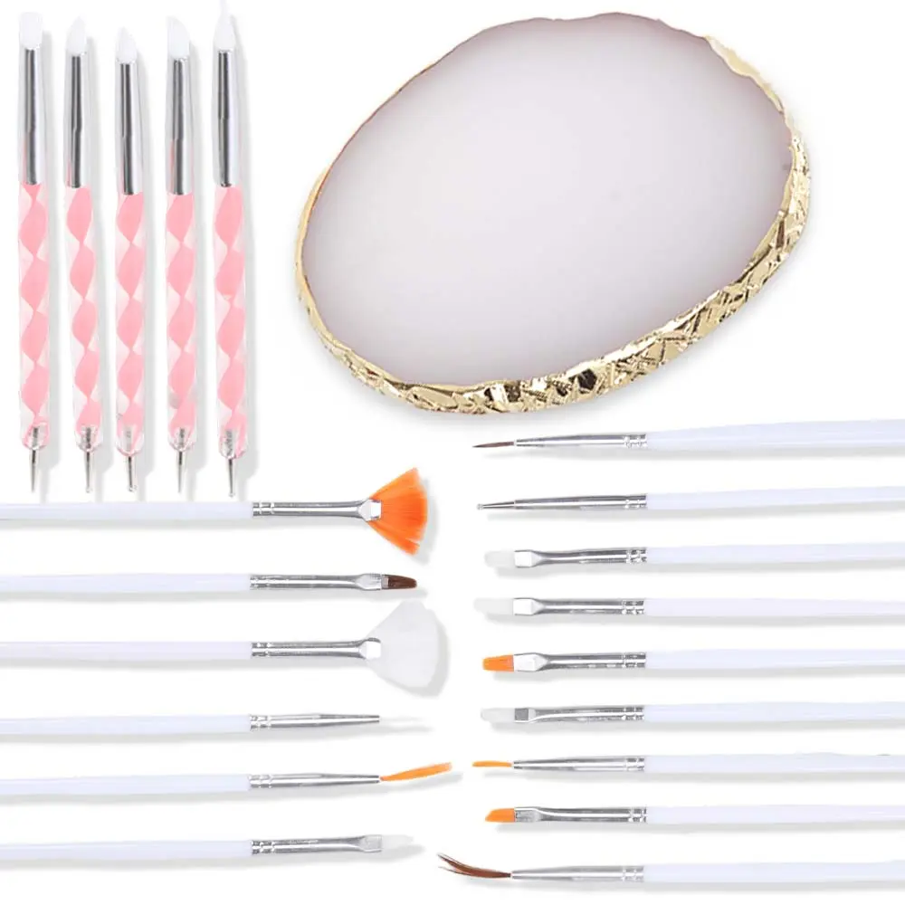 21 pcs Nail Art Tools set, It is suitable for acrylic nail, gel painting and nail decoration. It is an ideal choice for salons, household and novice nail painters