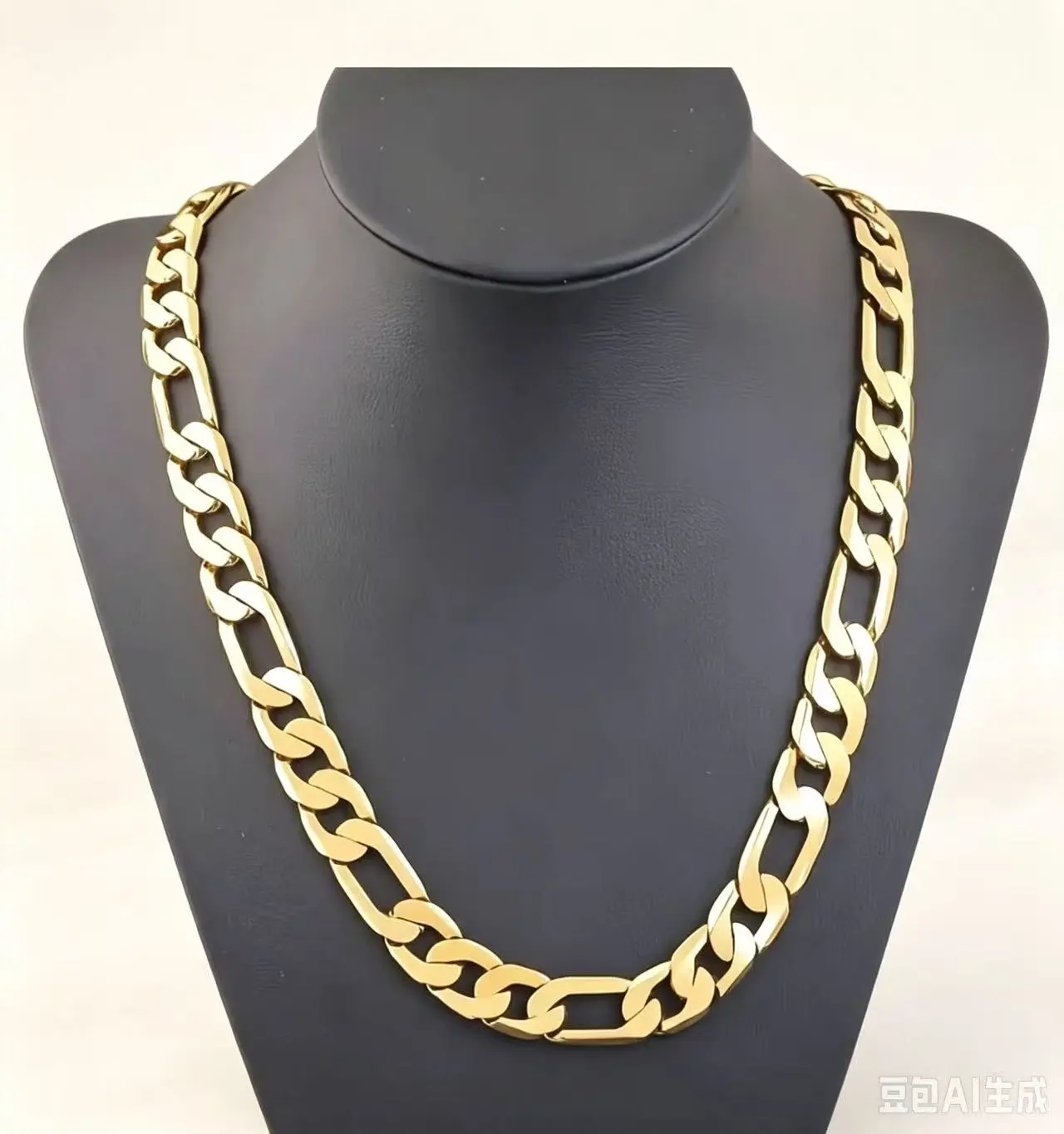 14K Gold Plated Figaro Chain Necklace, Copper Base Metal, 10mm Width, 50cm / 60cm Available, Classic Men Women Hip Hop Statement Jewelry