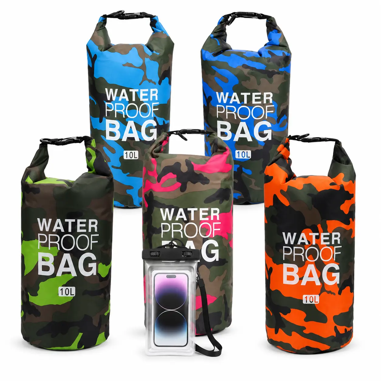 Waterproof Dry Bag 10L, Floating Storage Backpack with Whistle, Lightweight Bag for Travel Boating Kayaking, Free Phone Waterproof Pouch Included