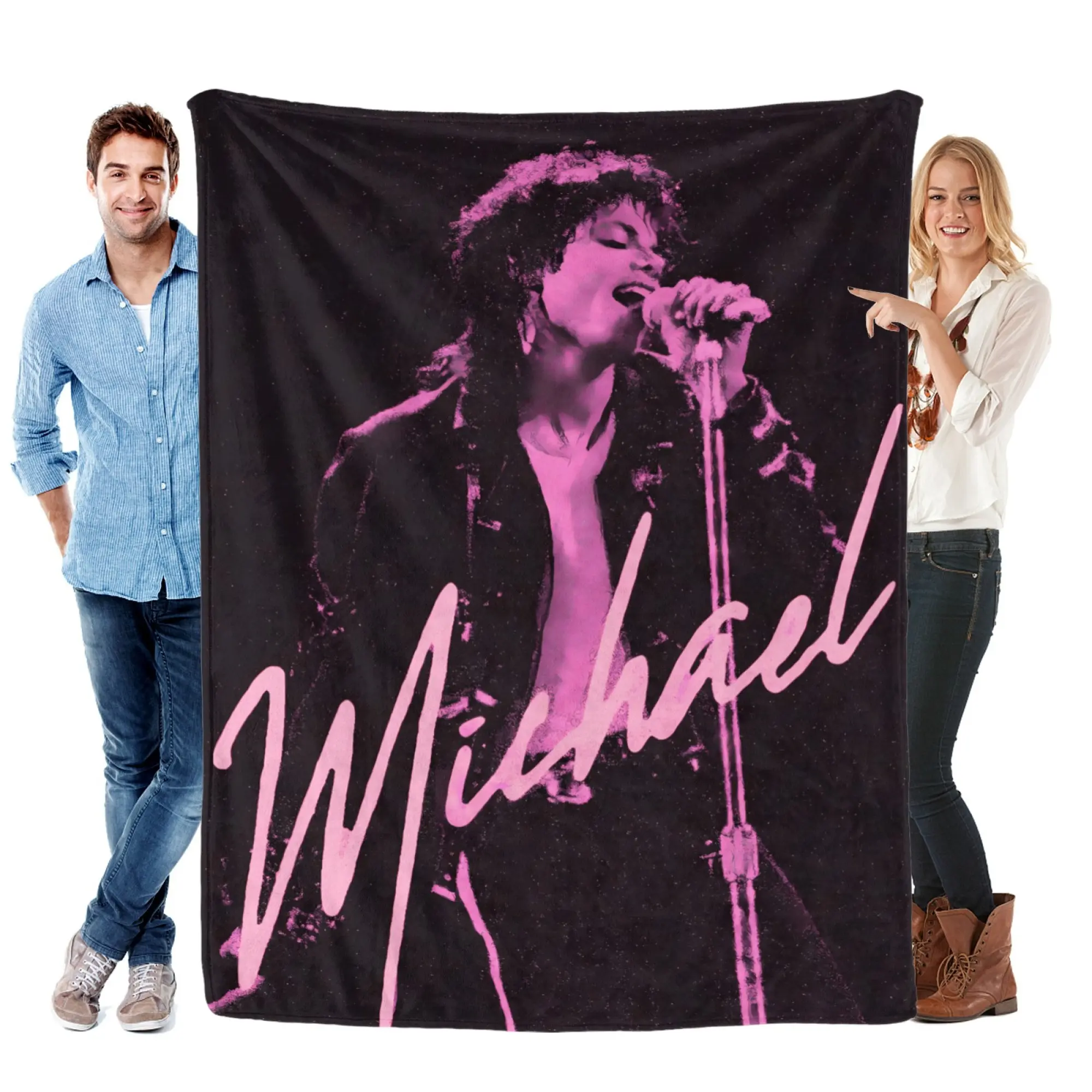 Pop Music Legend-Inspired Soft Fleece Throw Blanket - Iconic Singer Stage Performance Design, Retro Concert Style, Soft Texture for Home, Living Room, Room Decor, House Decor, Cozy Warm Gift for Music Fans