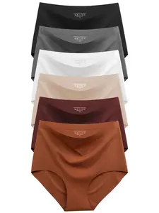 Womens Underwear Seamless High Waisted Briefs Silky Stretch No Show Breathable Full Coverage Ladies Panties 6 Pack Womenswear