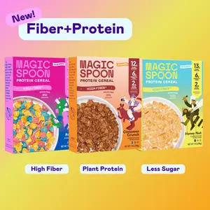 Magic Spoon Fiber + Protein Cereal - Variety Pack of 3, Honey Nut, Cinnamon Toast & Fruity - High Fiber, Plant Protein, Low Sugar Breakfast Cereal