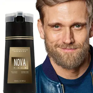 【Hair ＆Beard Color】NOVA Hair Hair Dye Shampoo & Champu Para Canas Natural 3-in-1 Instant Gray Coverage for Men & Women Black Dark Haircare blak hairdye meidu  in  1  dyeing  comb