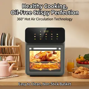13-liter Electric Countertop Oven with Rack 1350W Air Fryer Baking Convection Grilling Heating Options Large Capacity Stainless Steel