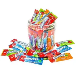 Airheads Mini Bars 1 Pound Bag - Individually Wrapped - Assorted Fruit Flavored Cherry, Grape, Mystery Flavor, Orange, Blue Raspberry & Watermelon