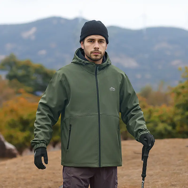 Men’s Softshell Jacket for Outdoor Use in Autumn/Winter – Windproof & Waterproof, Loose Fit Mountaineering Hardshell, Hiking Sports Hooded Zip-Up Outerwear