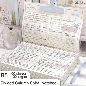 PVC soft cover coil notebook - Spiral Notebook Journal, Horizontal column layout design, B5 size, suitable for study notes | work records | DIY diaries | mind maps, applicable to students and office workers, School Study Supplies
