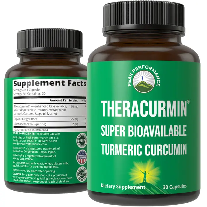 Theracurmin Up to 42X Greater Absorption vs Standard Curcumin - High Bioavailable Turmeric Curcumin Capsule Supplement - Clinically Studied, Supports Muscle Recovery, Joints, Mobility for Women, Men