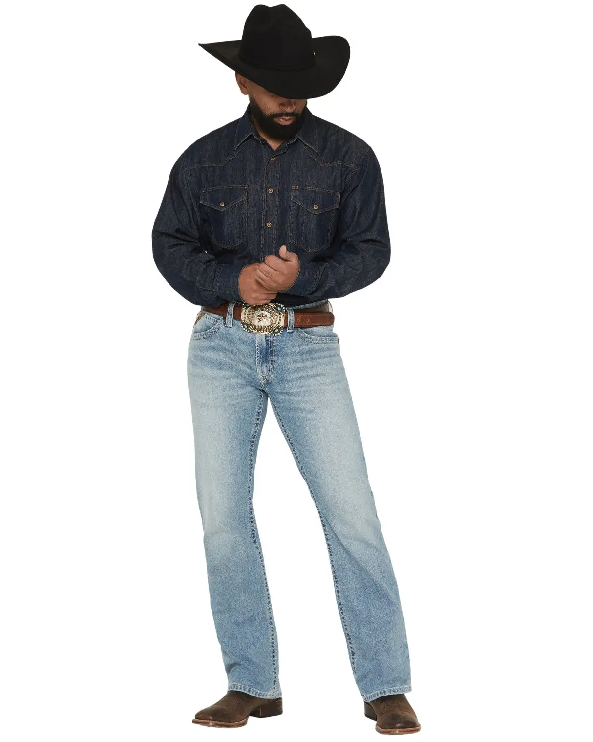 Ariat Men's Men'S M4 Kayne Gus Light Wash Relaxed Bootcut Stretch Denim - 10072948